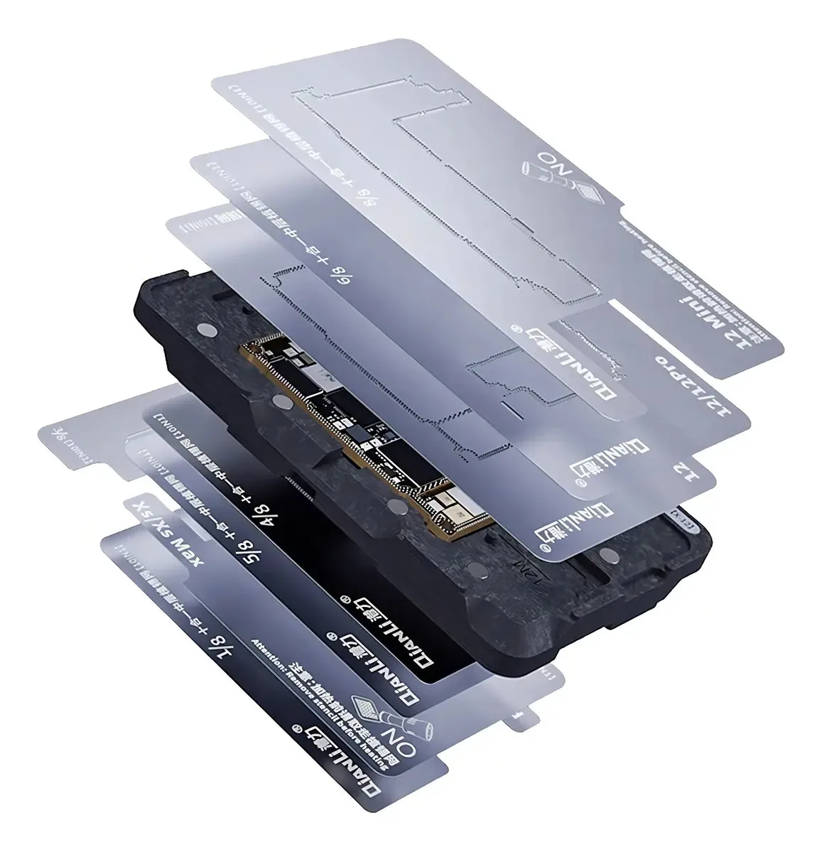 Kit de estêncil Qianli 10 em 1+base compatível com iPhone