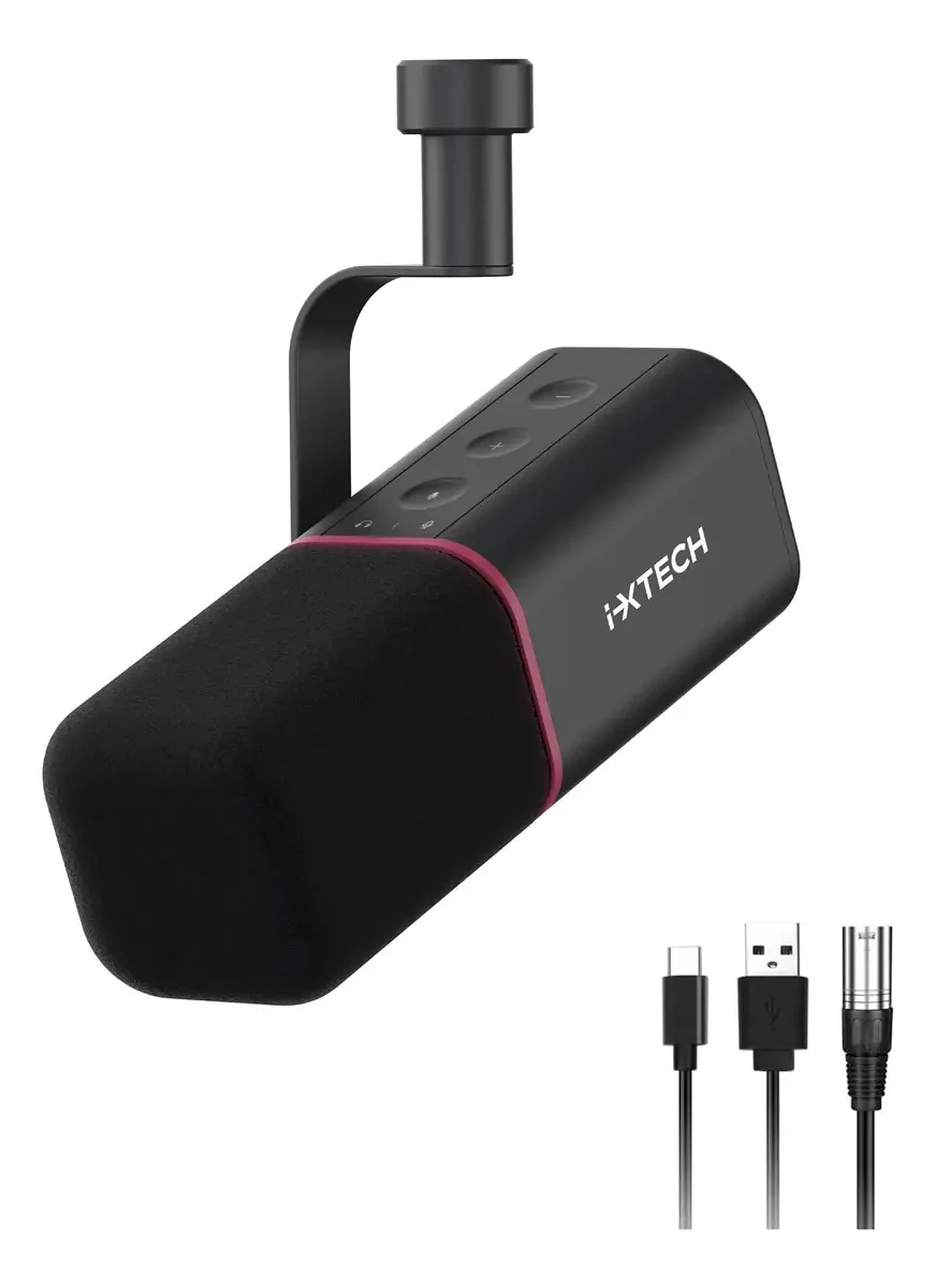 Microfone dinâmico cardioide Ixtech com tampa de microfone