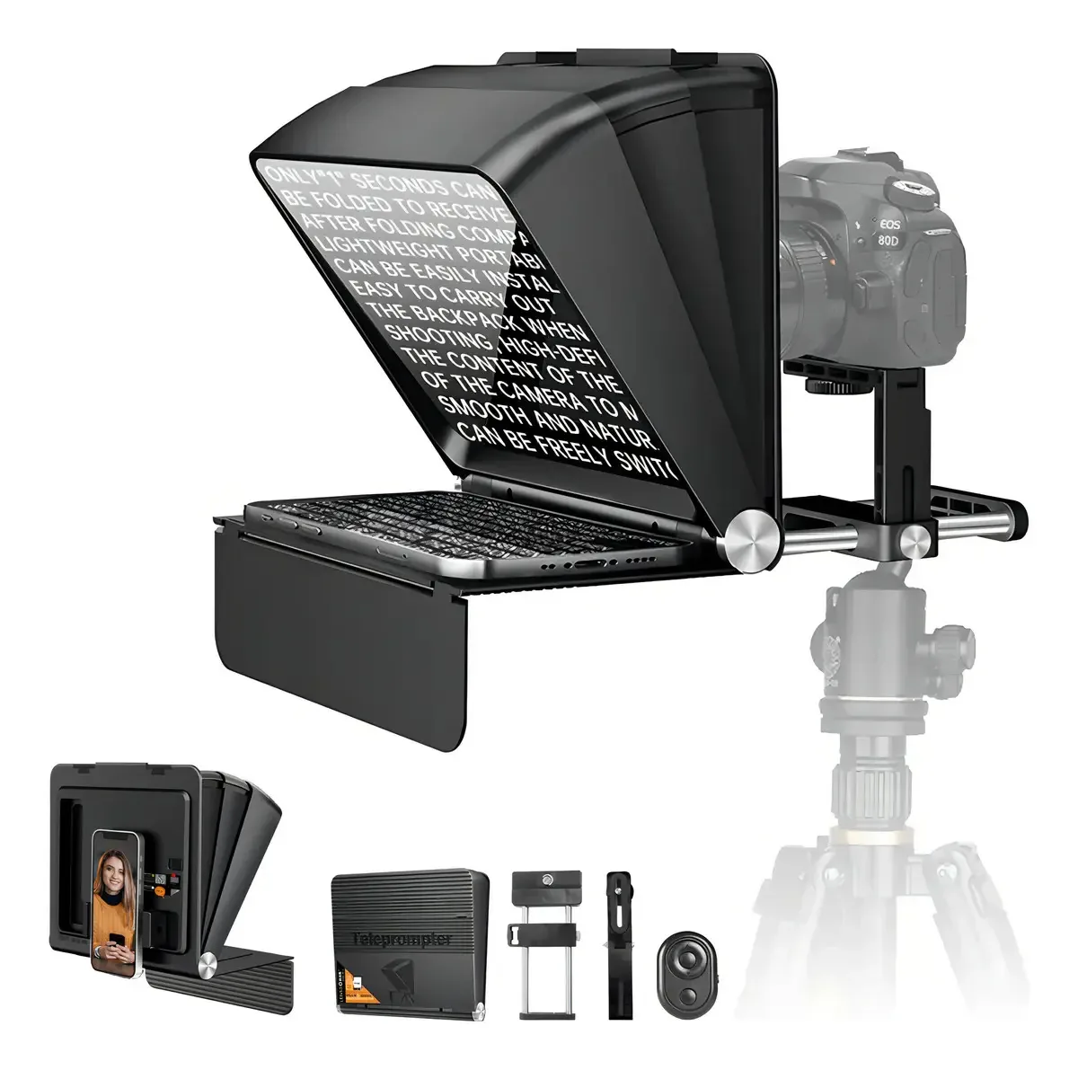 Teleprompter Lensgo Tc7ii Portátil P/ Câmeras E Smartphones