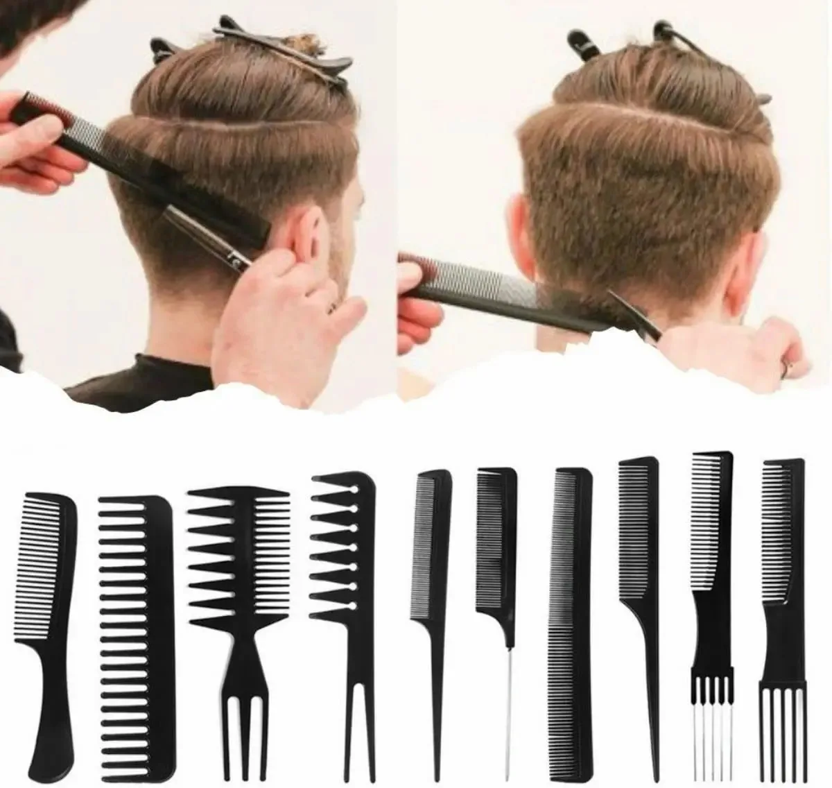 Kit de Pentes Profissionais SANBREVE Para Cabelo com 10 Peças Antiestáticos