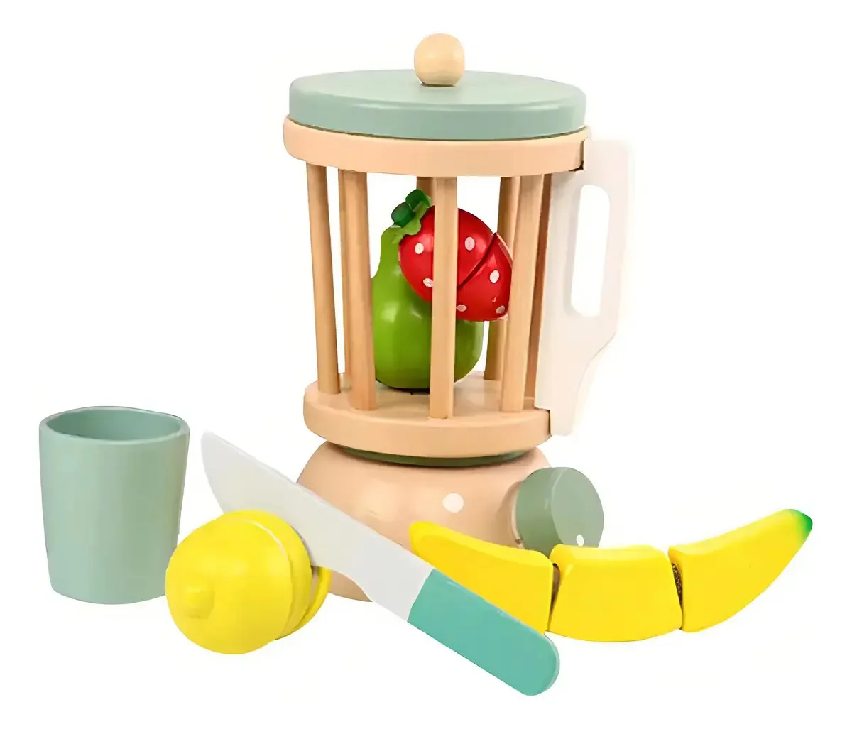 Liquidificador com frutas e acessórios