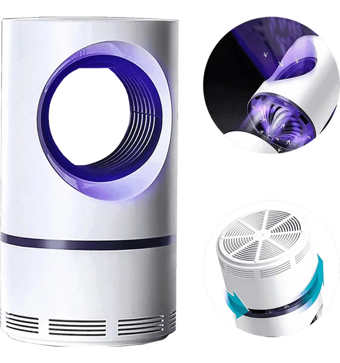 Lâmpada de luz UV captura mosquitos. Ventilador poderoso - branco
