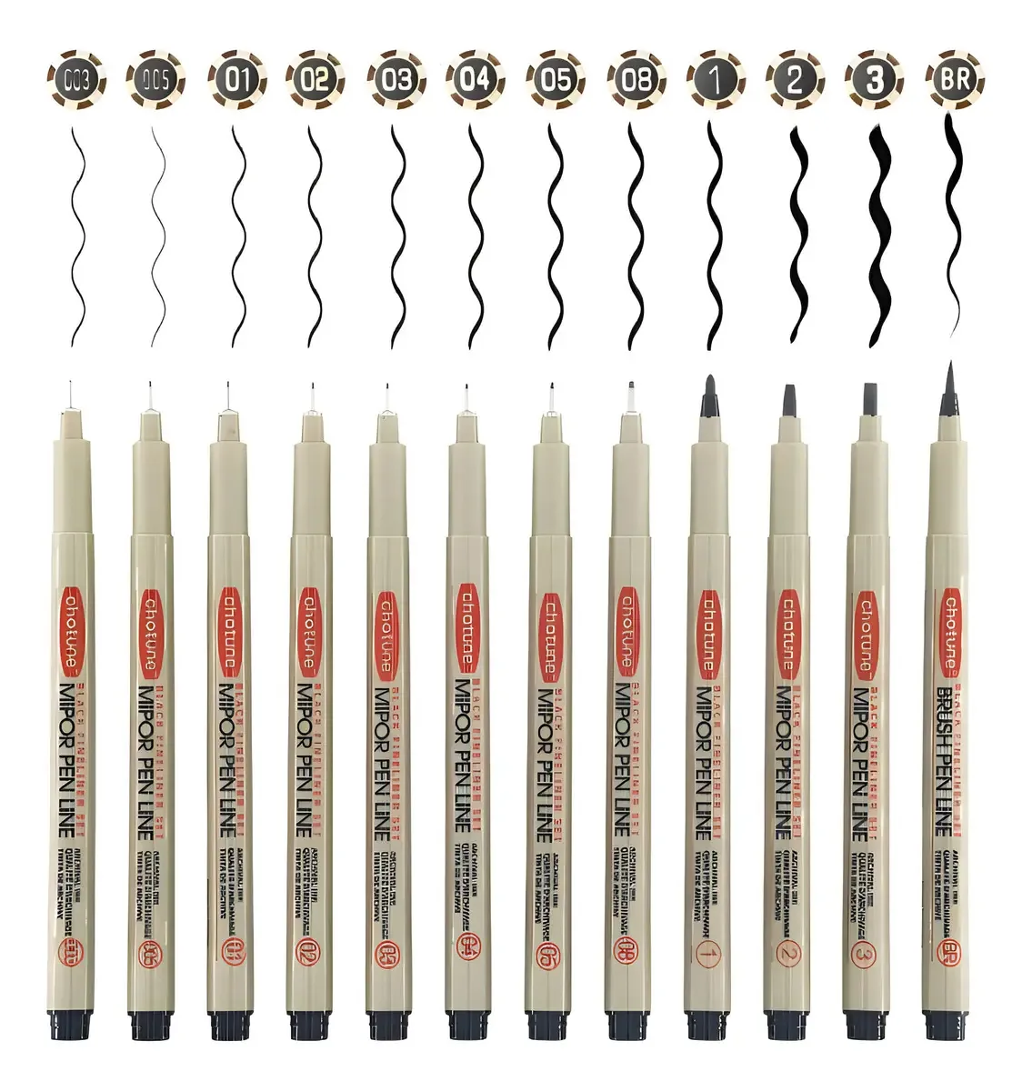 Canetas Rapidograph X 12, tinta preta, exterior, cinza