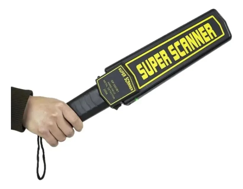 Detector de metais Super Scanner de segurança recarregável preto