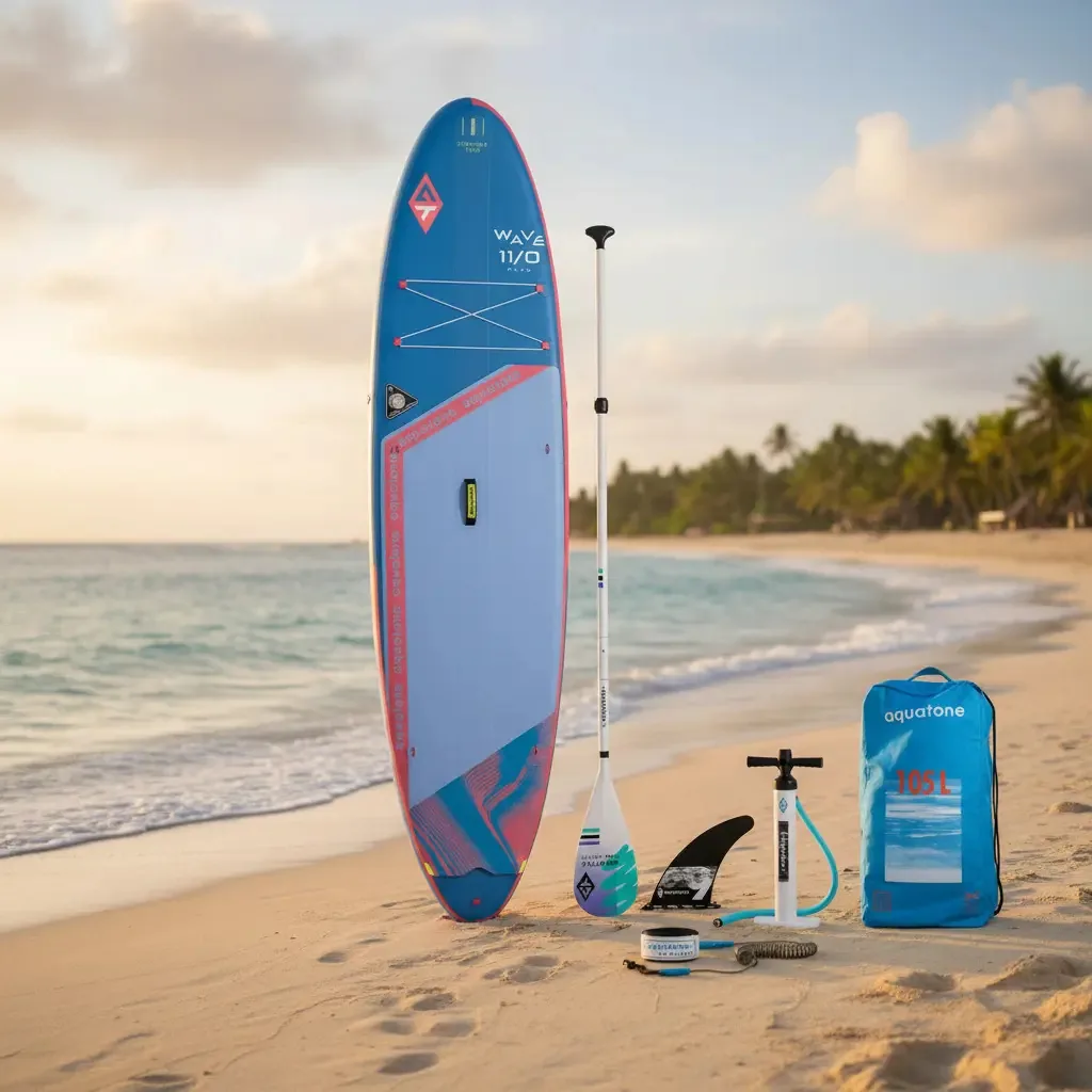 Prancha de stand up paddle Aquatone Wave Plus 11' azul e turquesa