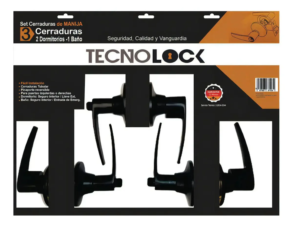 Conjunto de fechaduras Tecnolock com alça de 2 quartos e 1 banheiro