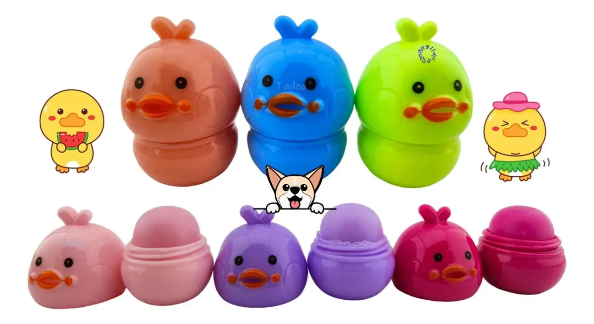 6 Bálsamo Hidratante Lábios Patos Patitos + Necessaire