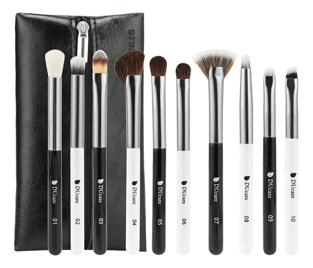 Pincéis de maquiagem para olhos Ducare, pacote com 10, pincéis de cor preta P