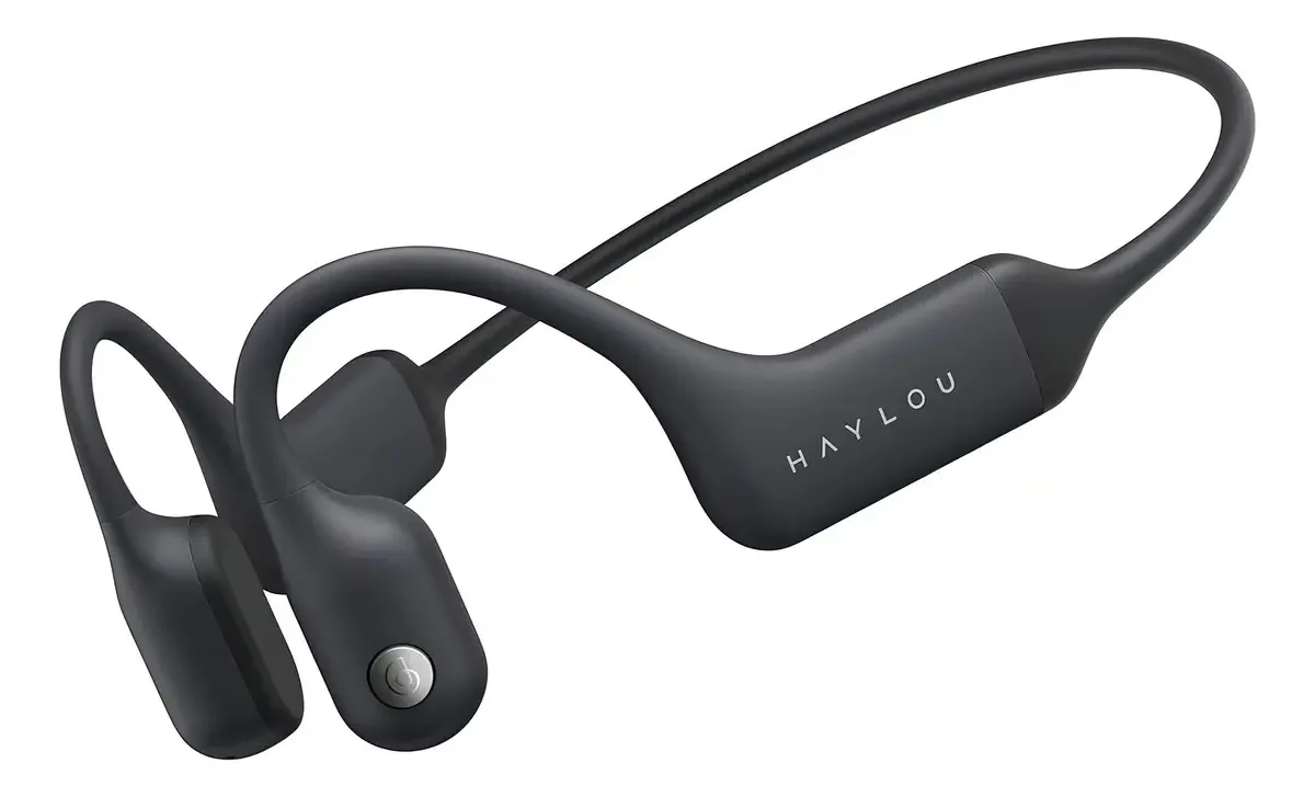 Haylou Purfree Fones de Condução Óssea Fones Abertos Bluetooth 5.2 Fones Esportivos - Fones Sem Fio à Prova d'Água Ip67 - Microfone Duplo Cvc, Cinza Preto