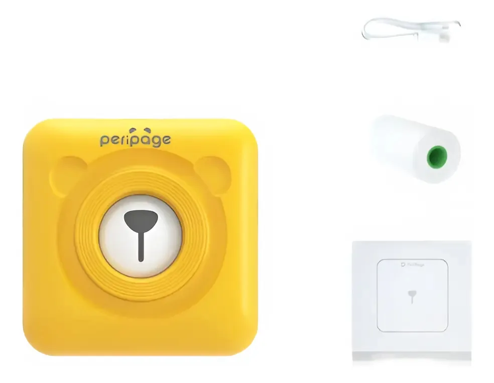 Impressora portátil amarela Peripage A6 304dpi