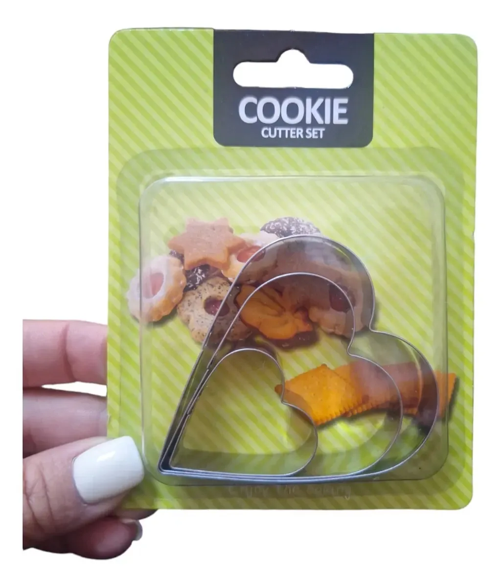 Conjunto X3 Heart Cutting Fondant: Biscoitos e confeitaria