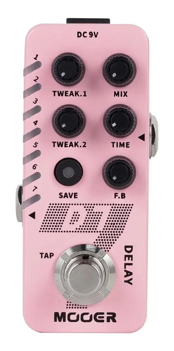 Pedal Delay Mooer D7 para Guitarra Elétrica Rosa-claro