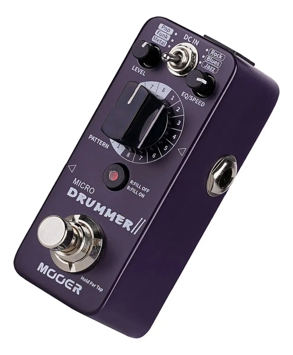 Pedal de efeitos violetas Mooer Mdm2 Micro Drummer Ii