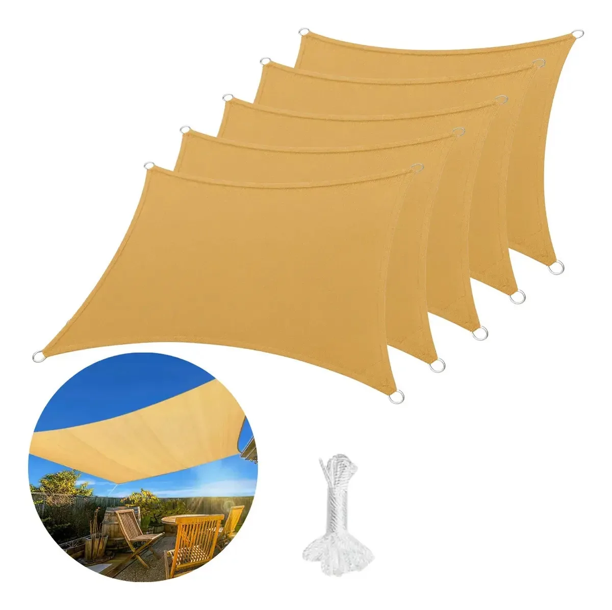 5 toldos retangulares dobráveis Toldos Ic09 Toldo de lona Terrace Sail 3x4 Mts Gaccoa