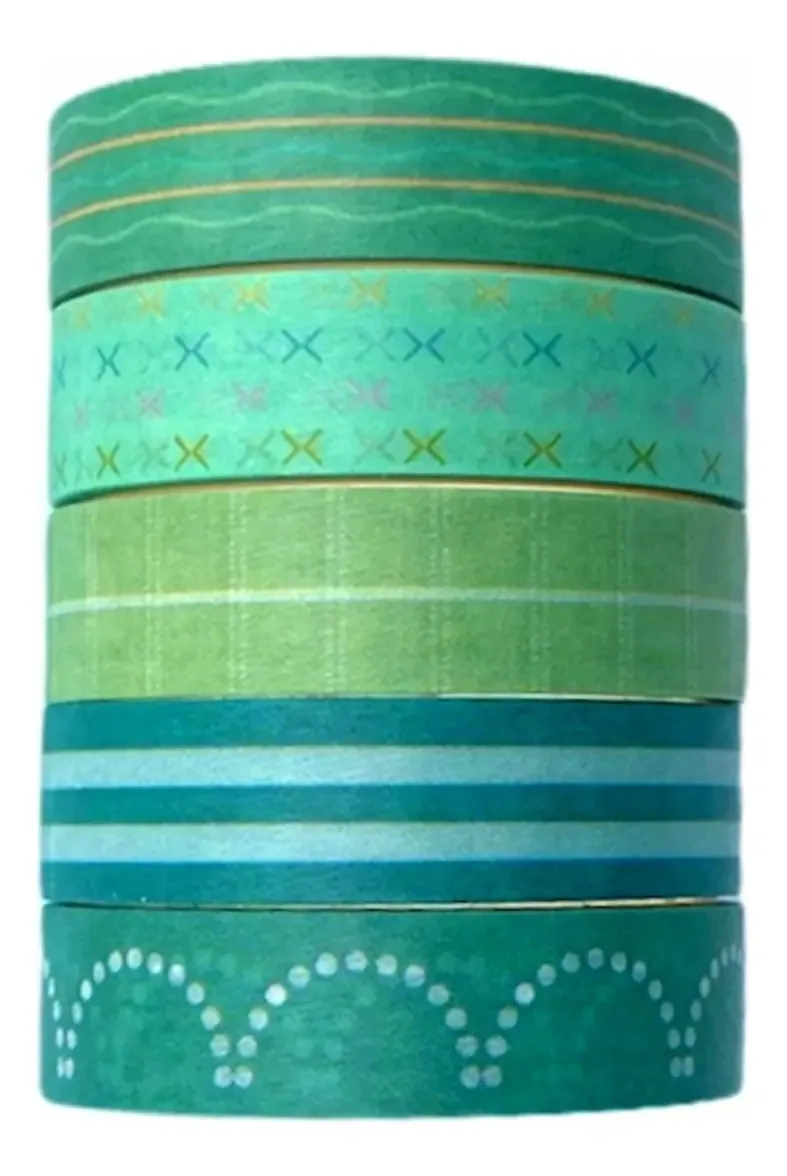 Fitas adesivas decorativas Washi, cor verde