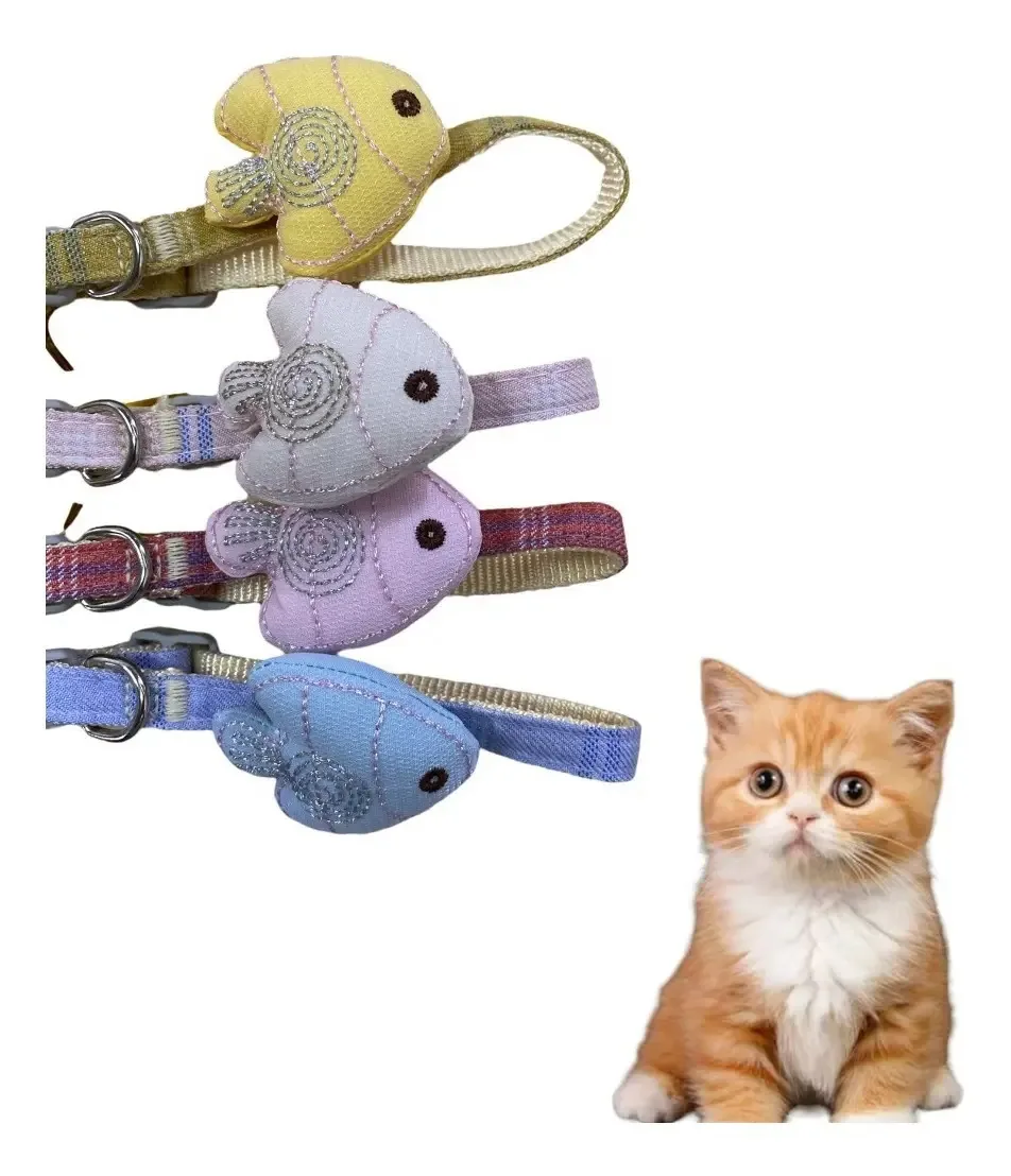 Pacote de coleira para cães e animais de estimação, raça pequena, design fofo, cor, peixes variados