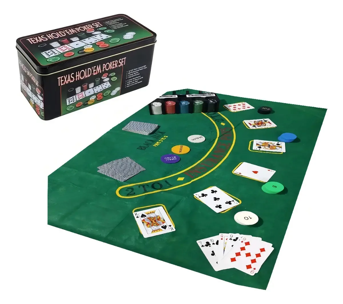Tapete de jogo de fichas e mesa Poker 2 Decks Casino Texas