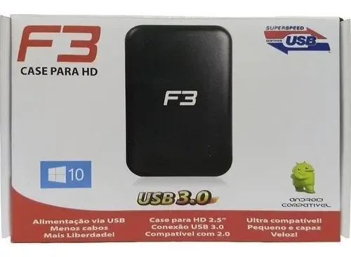 Case Hd Externo 2.5 USB 3.0 1TB SATA F3 JC-CS3.0 Capa Preta