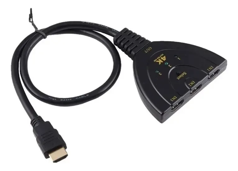 Seletor HDMI F3 3 Entradas 1 Saída 4K 3D 50cm Switch Hub Multiplicador