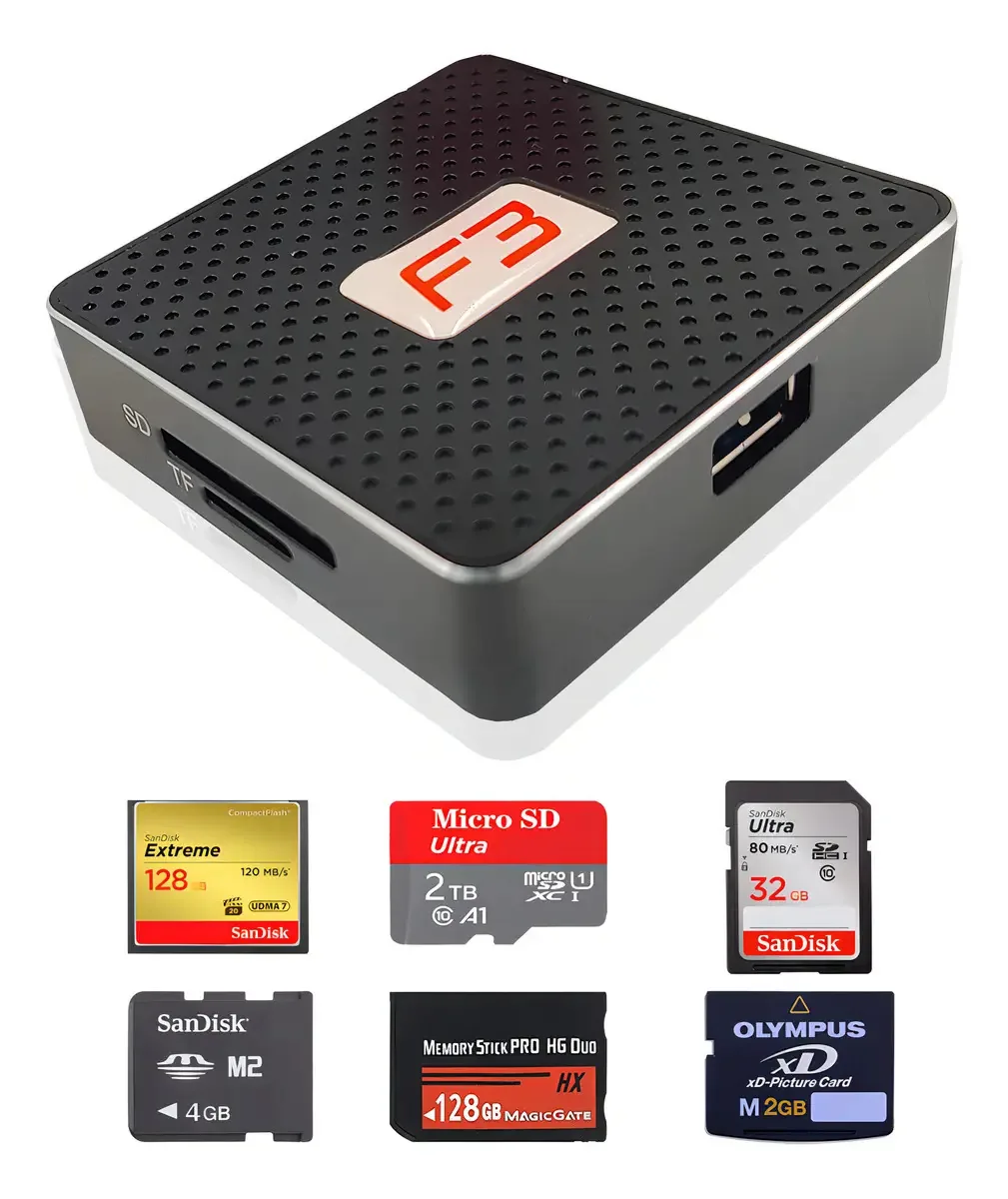 Leitor de Cartão de Memória F3 JC-LT 3.0 USB 3.0 6 em 1 Preto