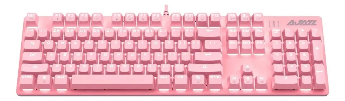 Teclado Mecânico Iluminado 104 Teclas Rosa Switch Vermelho - Ajazz
