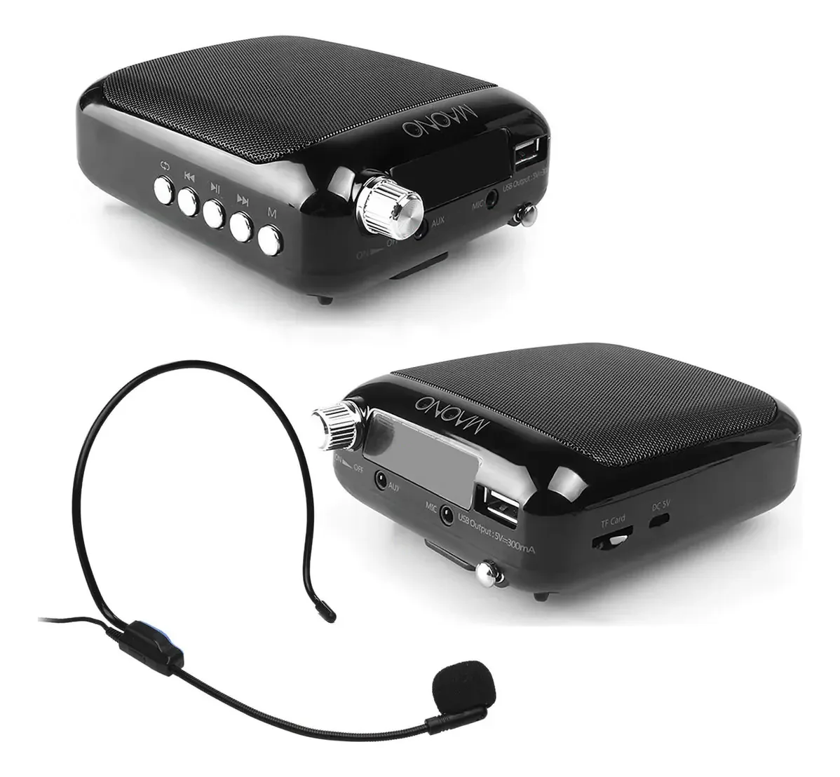 Amplificador De Voz Portátil MAONO AU-C01 Com Microfone E Display LED cor preto