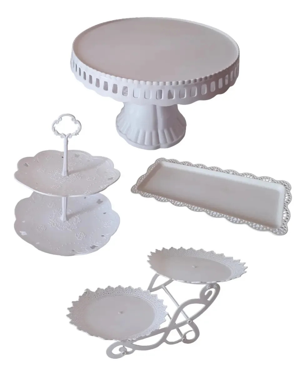Conjunto de barras de chocolate (porta-bolos, bandejas, porta-copos para bolos) Cor branca