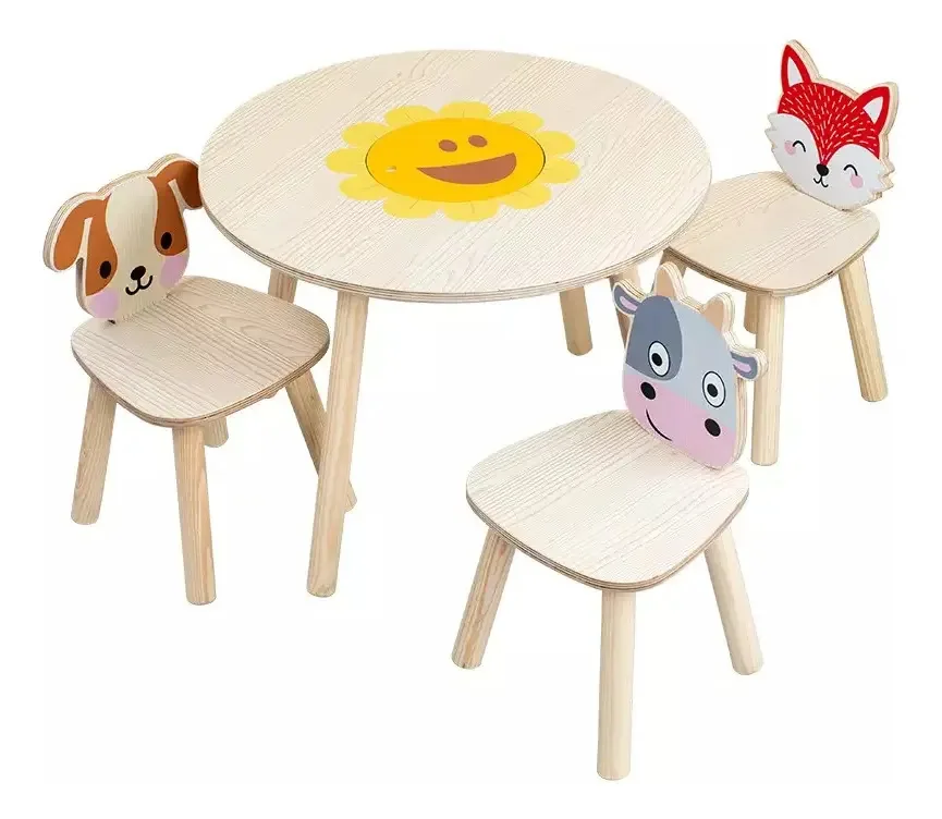 Mesa de atividades didáticas para crianças com centro removível, cor bege