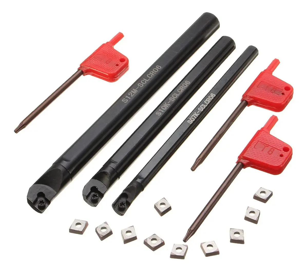 3 peças de suporte de torno CNC Dull Bar e 10 insertos Ccmt0