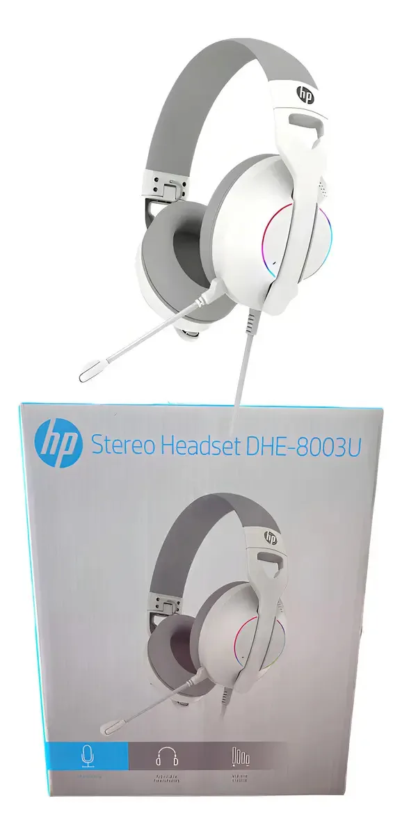 Fone de Ouvido Gamer Branco Hp DHE-8003U Cancelador de Ruido