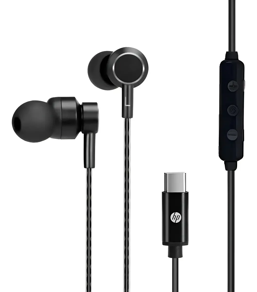 Fones De Ouvido Com Microfone Viva-voz Com Fio Hp Type C Bas Preto