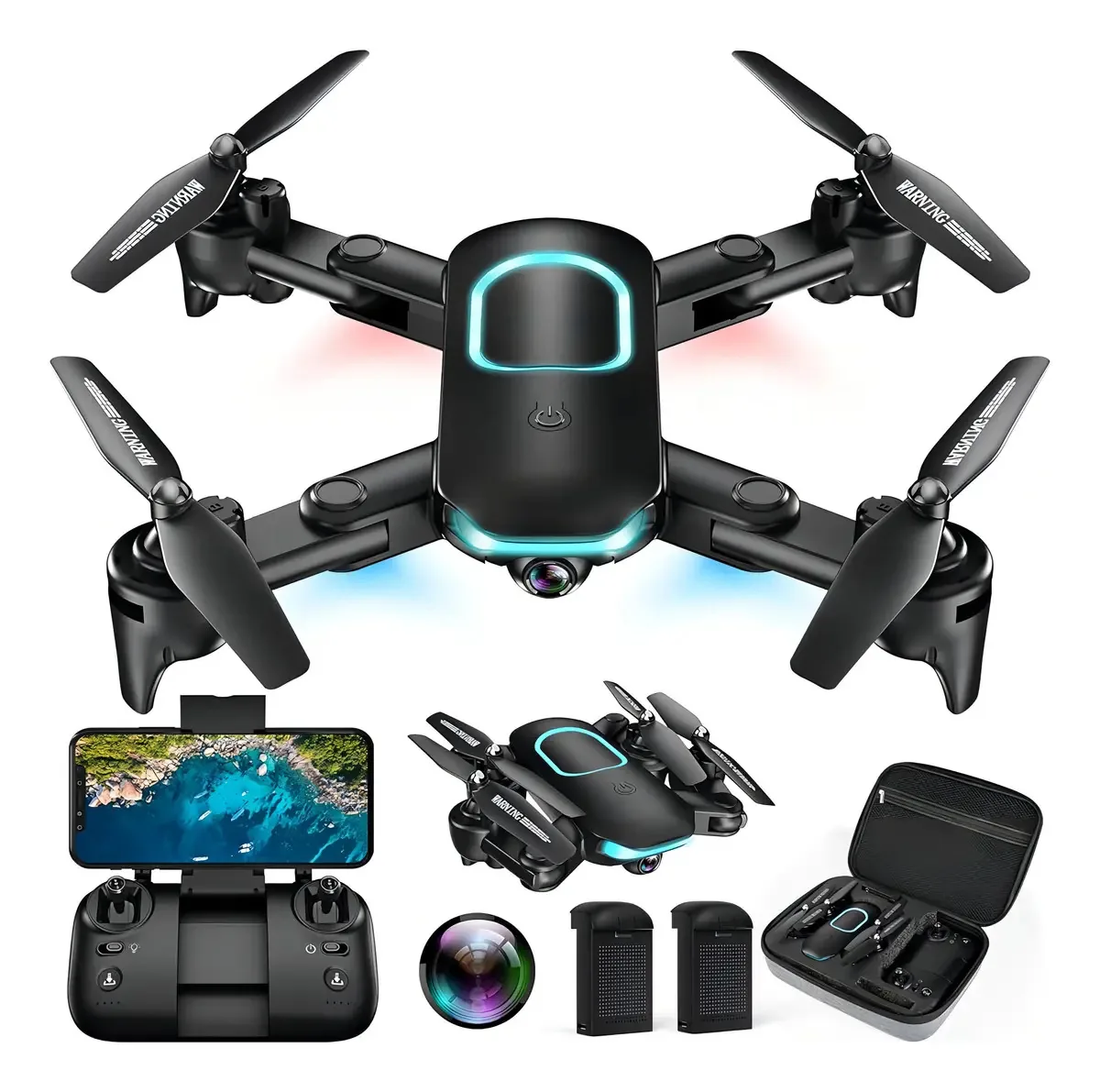 Redrie Drone com câmera - Mini drone dobrável para adultos e