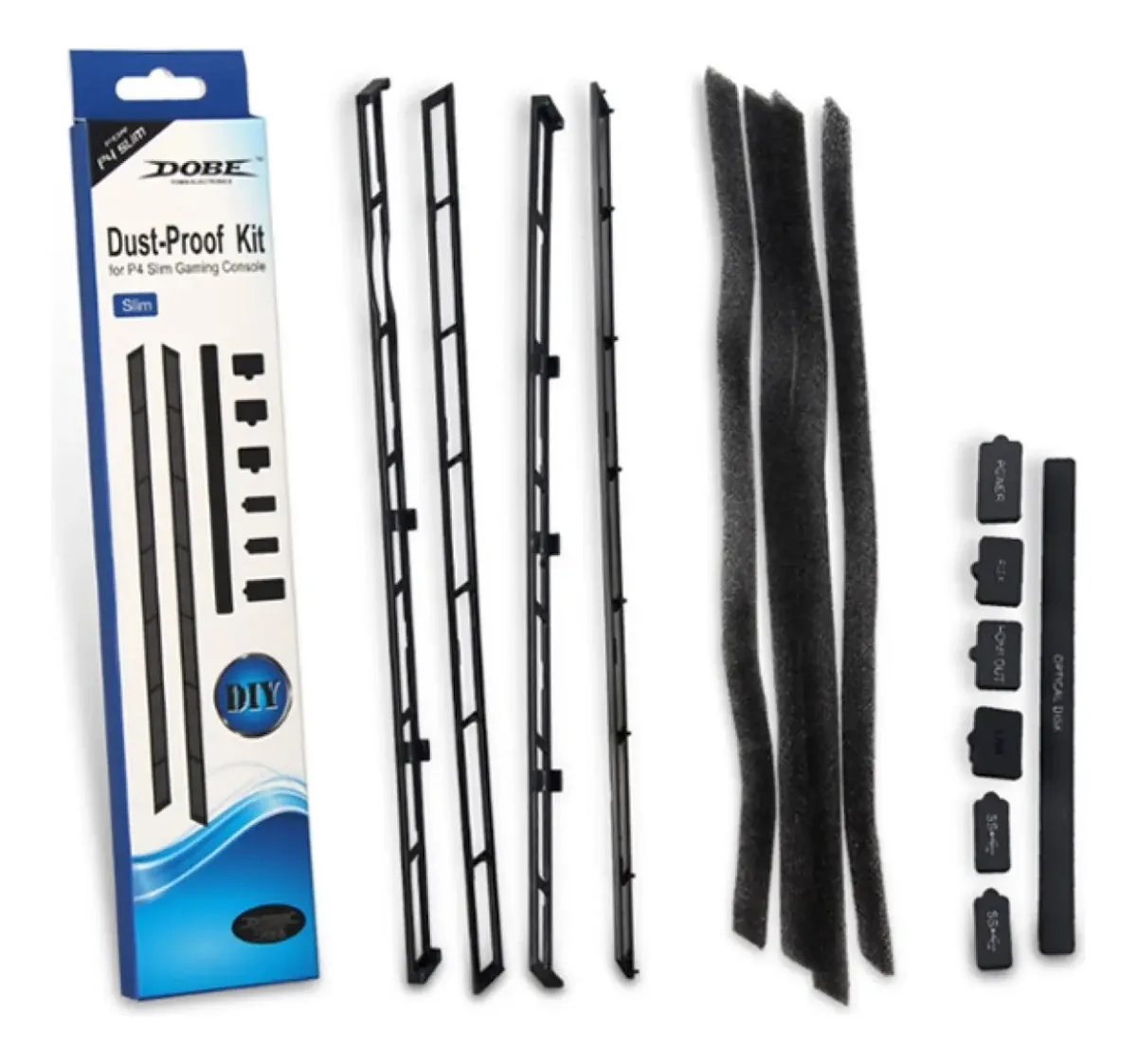 Kit Antipolvo Ps4 Slim Protectores Skin Ps4 Cubre Botones Cor Preto