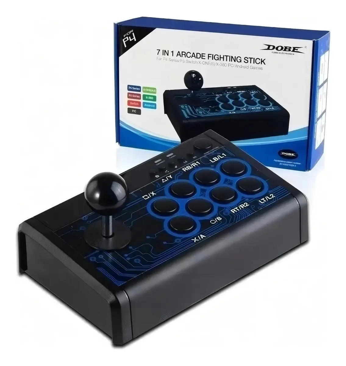 Controle Arcade Dobe Preto USB para PS4 Xbox PC Nintendo Switch