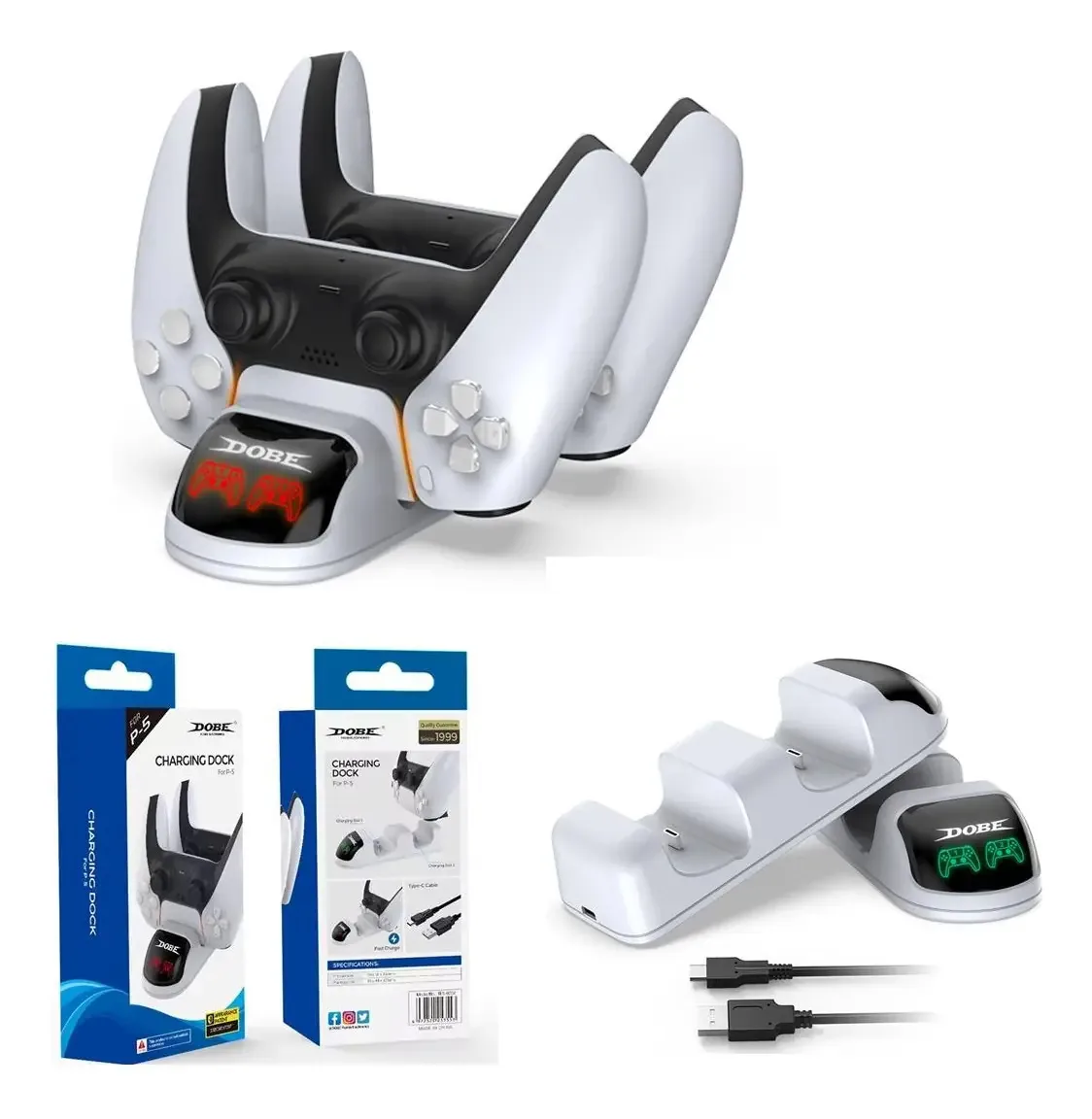 Suporte Carregador Dois Para Controles Ps5 Diplay Em Led