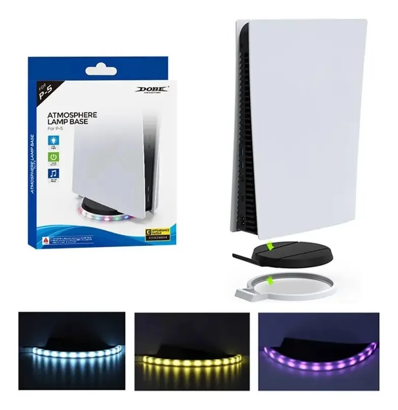 Base Suporte Led Rgb Para Playstation 5 Digital Ultra Stand Branco