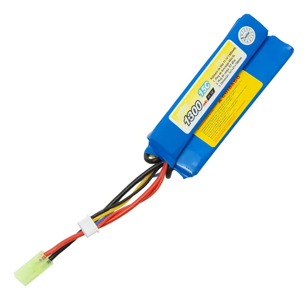 Bateria Feasso Airsoft LiPo 1300mAh 11.1V 3S 15C 3 Pacotes