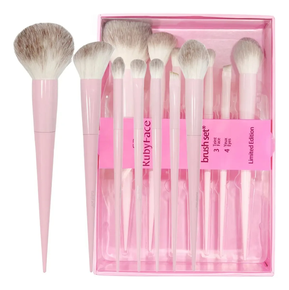 Pincéis de maquiagem X7 Pincéis de rosto e olhos Make Up Pink