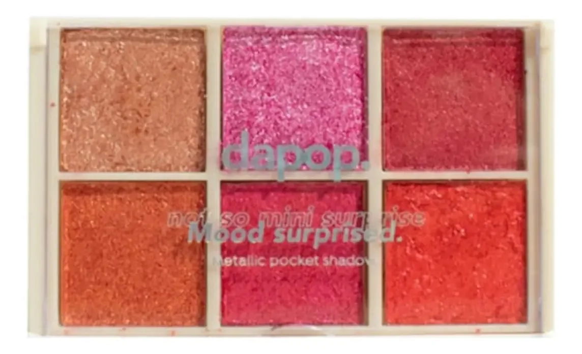 Paleta de 6 sombras, efeito acetinado metálico com textura de pó gelado, tamanho de bolso, marca de bolso, Dapop Cosmetics, bolso metálico, linha de sombra em tons de rosa, de longa duração