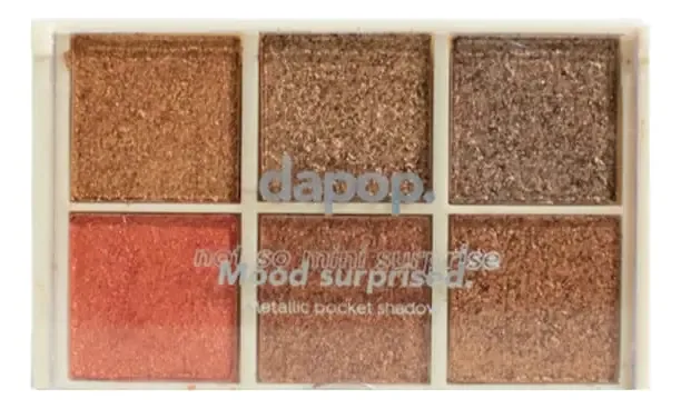 Paleta de 6 sombras, efeito acetinado metálico com textura de pó gelado, tamanho de bolso, marca de bolso, Dapop Cosmetics, bolso metálico, linha de sombra em tons de marrom, de longa duração