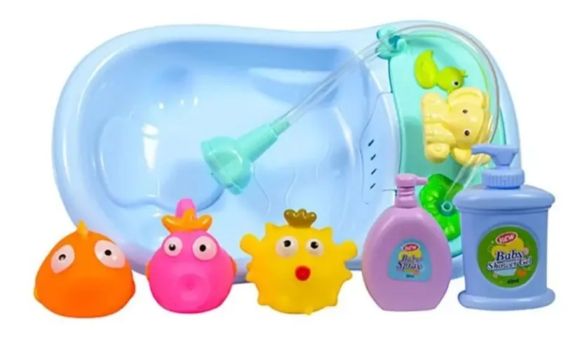 Banheira com brinquedos de vinil (animais)