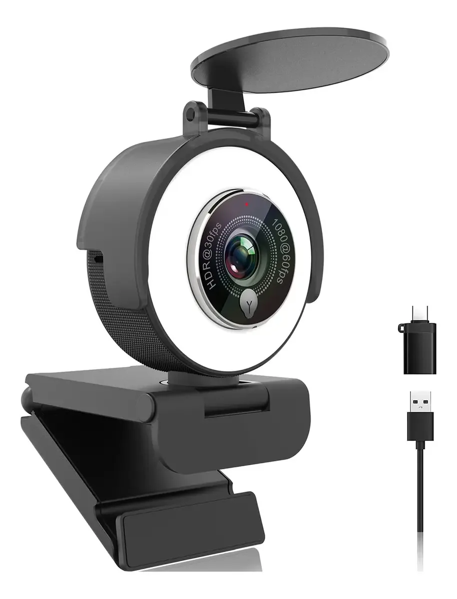 Angetube Webcam 1080p com Anel de Luz