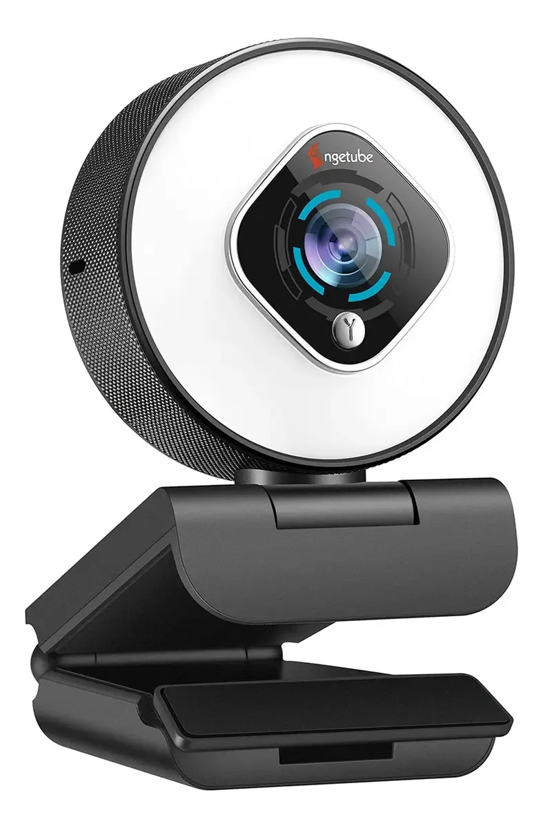 Webcam Ring Light 1080p com microfone, plugue e P