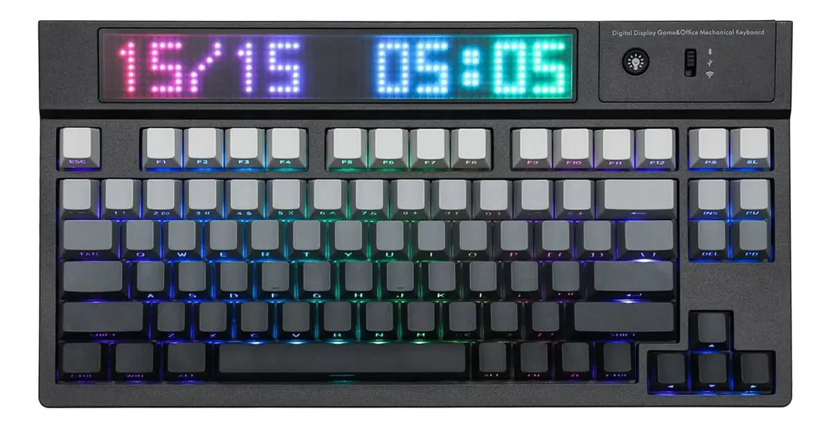 Teclado mecânico Epomaker Dynatab 75x 75% Rgb Conectividade de modo triplo