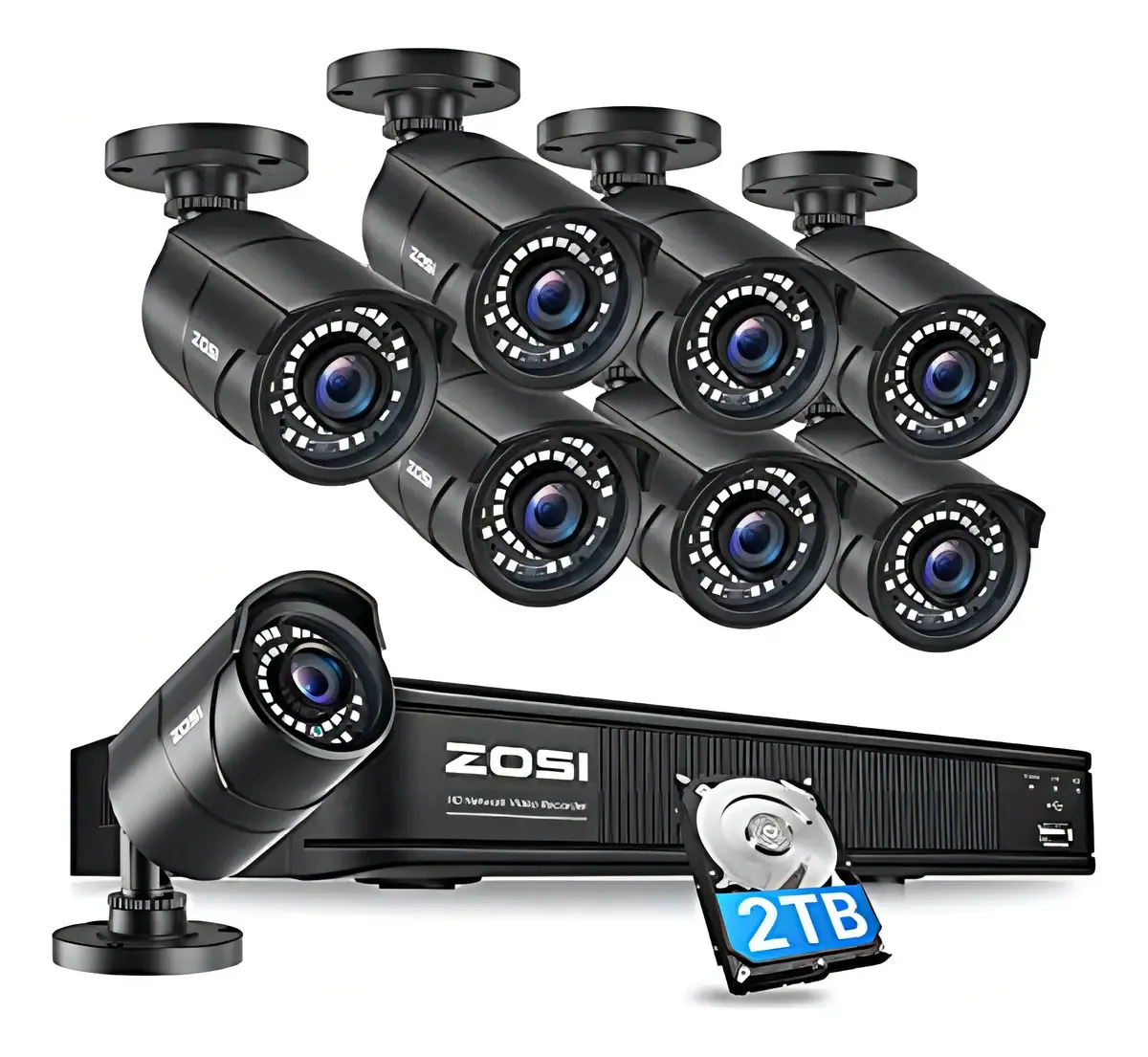 Sistema de câmera de segurança doméstica Zosi 1080p Poe
