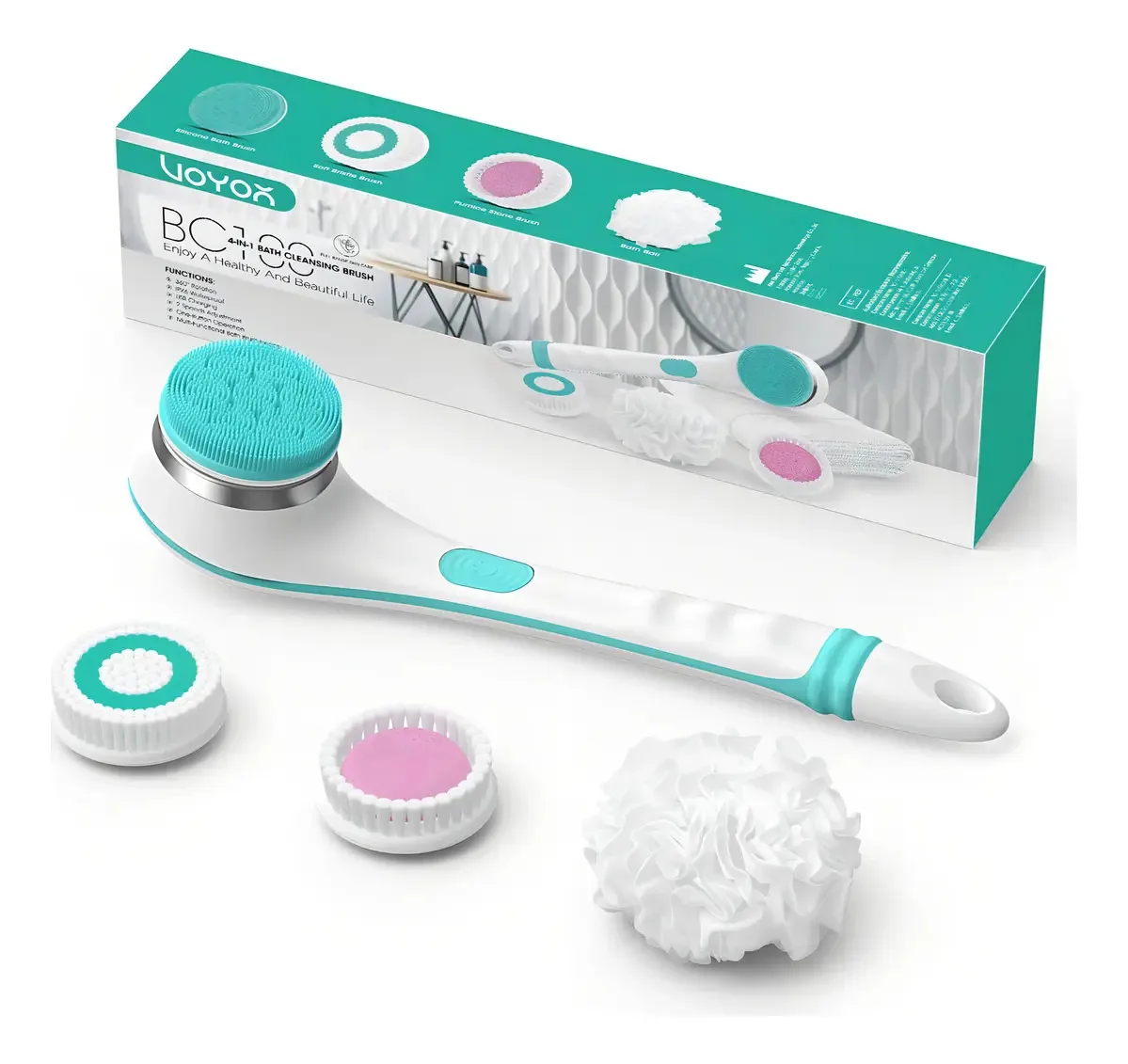 Escova corporal elétrica Voyor para chuveiro, escova