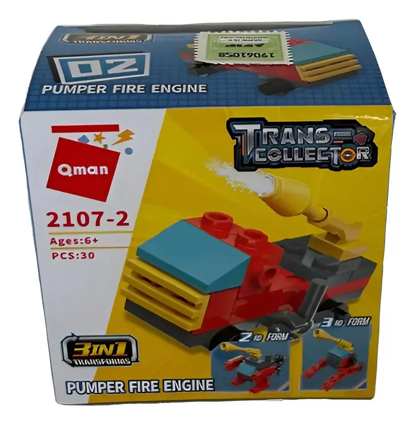 Qman Swat 2107 blocos, número de peças, versão de personagem do motor de bombeiros de 30 bombas