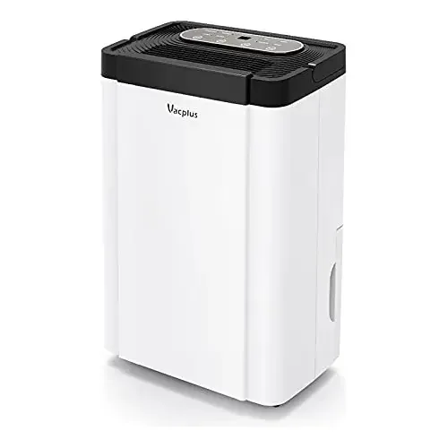 Vacplus Desumidificador para Porões, Casa e Quarto, 60 Pints Desumidificador Eficiente com Tanque de Água de 3 Litros, Operação Fácil com Desligamento Automático, Design Especial com Quatro Modos
