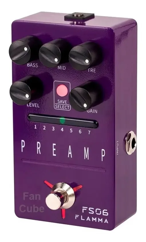 Pedal Flamma FS06 Pré-amplificador Digital Guitarra 7 Efeitos Púrpura