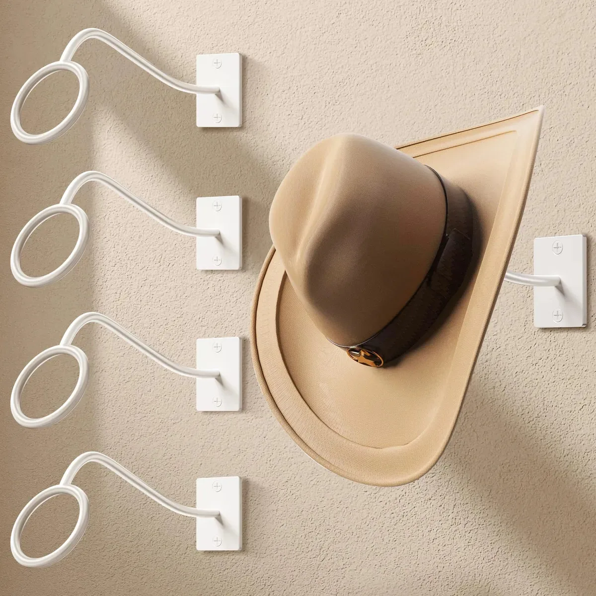Suporte de chapéus de parede Cinati para chapéus de cowboy, pacote
